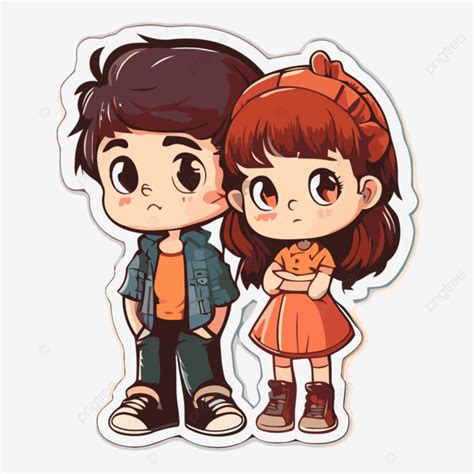 Cartoon Couple Sticker Cute Cartoon Couple Anime Sticker Vector, Couple 2 Stickers Clipart ...