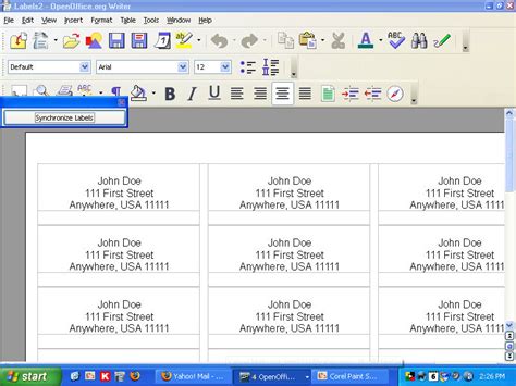 Tutorials For OpenOffice: Mailing Labels and Return Address Labels