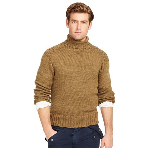 Lyst - Polo Ralph Lauren Merino Wool Turtleneck Sweater in Brown for Men