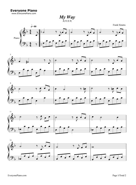 My Way-Frank Sinatra Stave Preview | Piano sheet music, Piano sheet ...