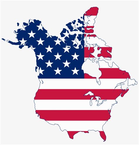 Flag Map Of Canada And United States - Usa Canada Flag Map - Free ...