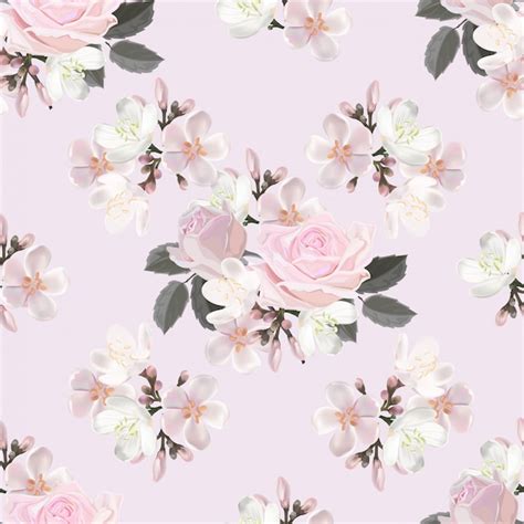 Premium Vector | Pink flower seamless pattern vector illustration