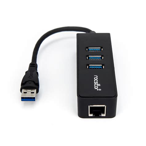 Rocstor 3-Port USB 3.0 Hub with Gigabit Ethernet Y10A179-B1 B&H