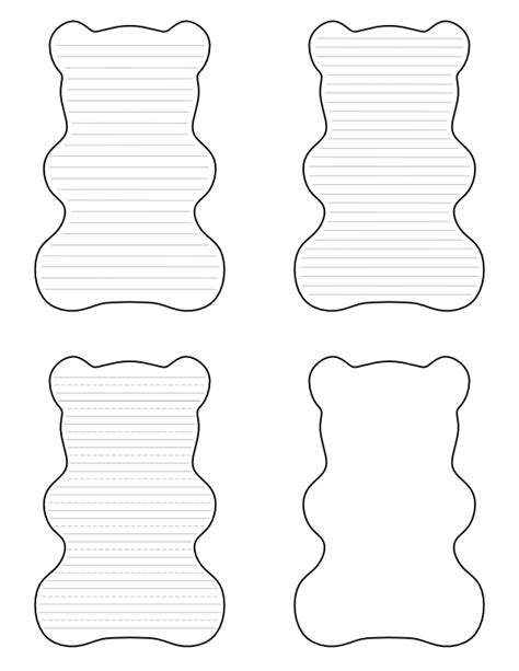 Free Printable Gummy Bear-Shaped Writing Templates