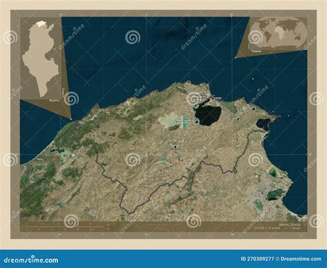 Bizerte, Tunisia. High-res Satellite. Labelled Points of Cities Stock ...