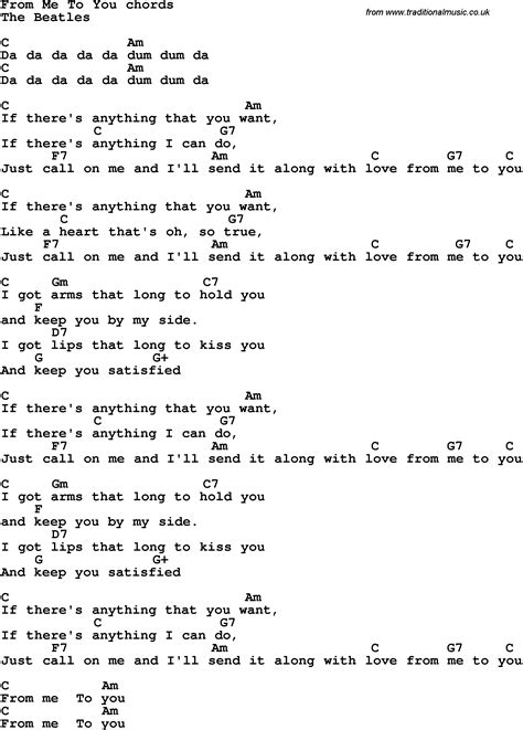 From Me To You | Lyrics and chords, Easy guitar songs, Guitar tabs songs