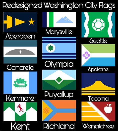 I redesigned the flags of some Washington cities and towns! : r/Washington