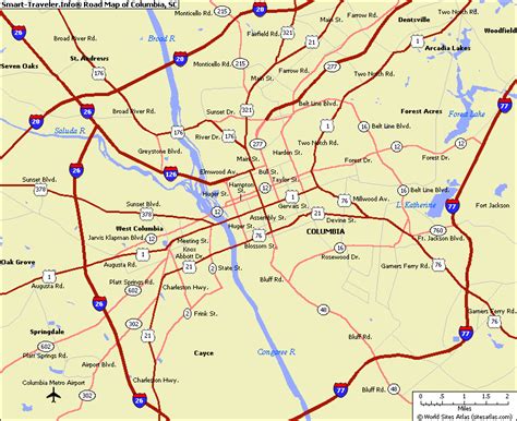 The Smart Traveler Map of Columbia, SC | Map, Arcadia lake, Travel maps