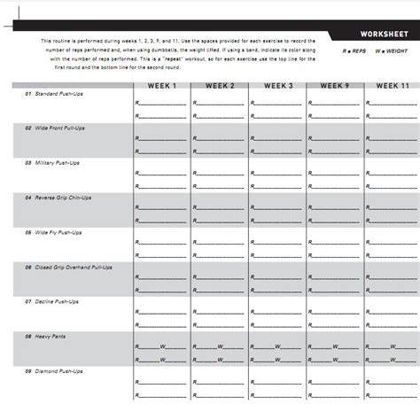 P90x Legs And Back Worksheet