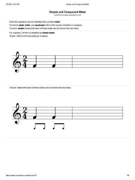 Simple and Compound Meter | PDF | Notation | Performing Arts