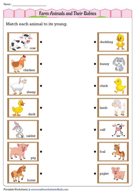 Animals and Their Young Worksheets | Kids worksheets preschool, Free ...