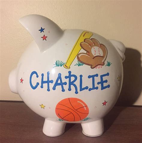 Personalized Boys Sports Piggy Bank