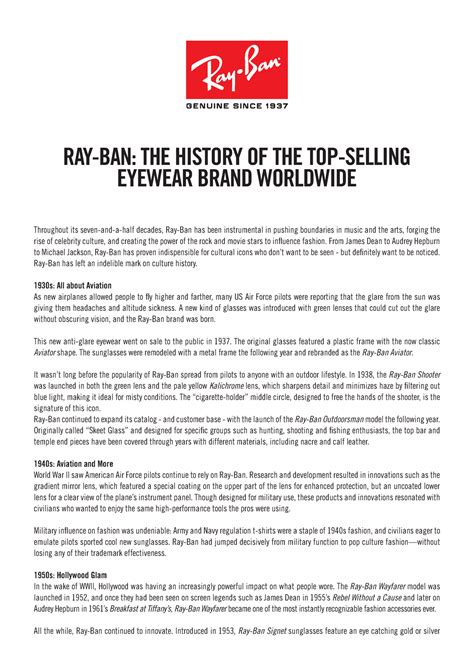 Ray-ban history and branding - Throughout its seven-and-a-half decades ...