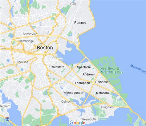 The Greater Boston Area on Google Maps in 2081, during the 49th year of construction on the ...