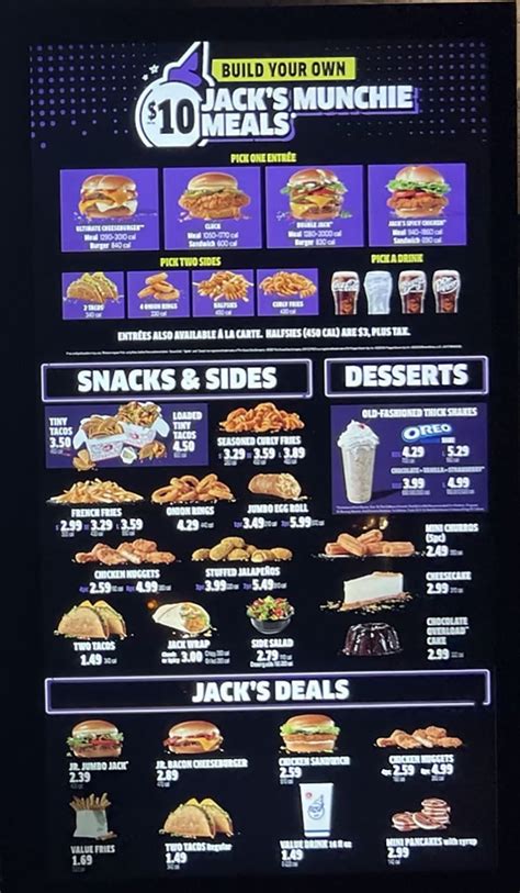 Jack In The Box menu – SLC menu