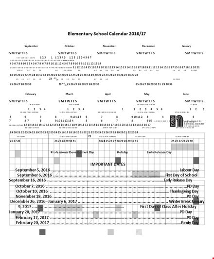 Elementary School Calendar