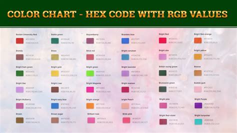 Rgb And Hex Color Codes