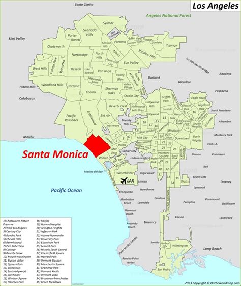 Santa Monica Location On The Los Angeles Map - Ontheworldmap.com