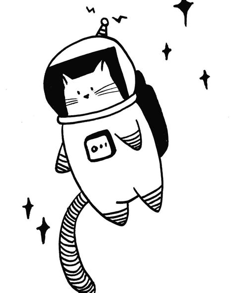 Space kitty // #doodle #doodleart #doodles #doodling #spaceillustration #instaart #drawing #draw ...