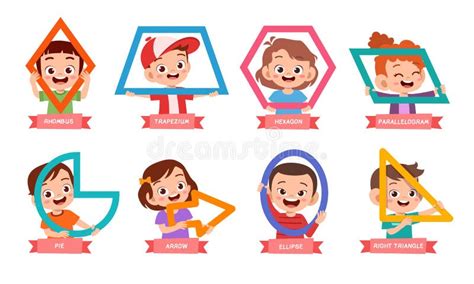 Cute Kids Learn Basic Shape Math Lesson Stock Illustration ...