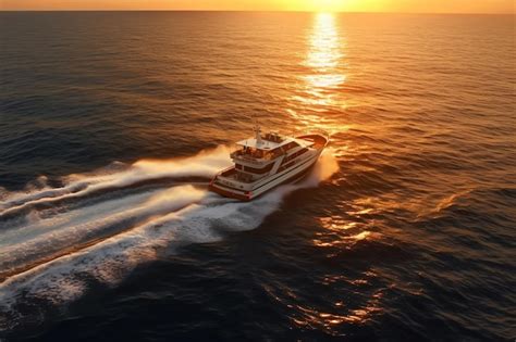 Premium AI Image | A boat on the ocean at sunset