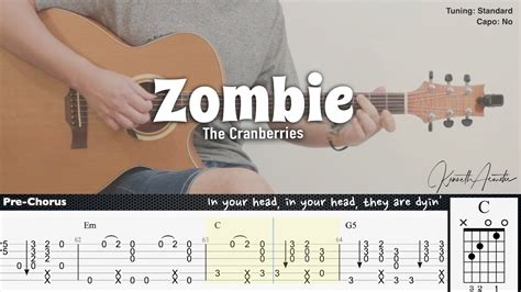 Zombie - The Cranberries | Fingerstyle Guitar | TAB + Chords + Lyrics ...