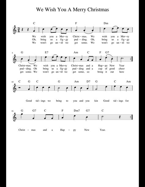 We Wish You a Merry Christmas C sheet music for Piano download free in PDF or MIDI