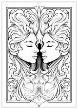 Gemini Coloring Pages  Color Your Zodiac Sign CrayonAZCom sketch template