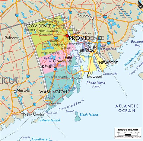 Map of Rhode Island State USA - Ezilon Maps