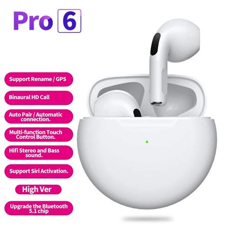 Pro6 TWS Wireless Earbuds Bluetooth Earphone Touch Control with Mic Waterproof TWS Stereo ...