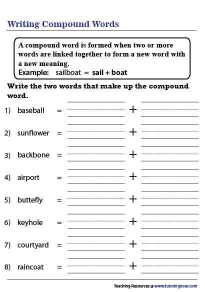 Breaking Down Compound Words Worksheet | Compound words, Compound words worksheets, English ...