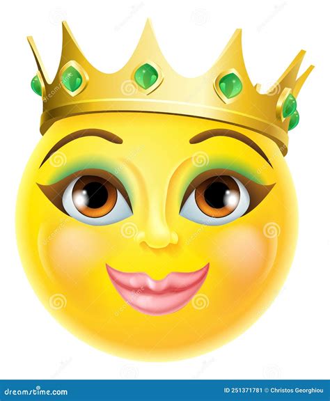 Queen Princess Emoticon Gold Crown Cartoon Face Stock Vector - Illustration of gold, face: 251371781