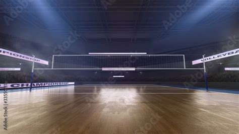 Volleyball stadium with people fan. Sport arena. Render 3D. Illustration. in 2022 | Sports arena ...