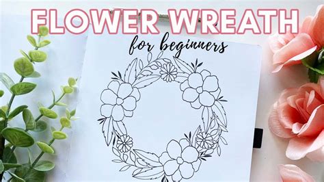 How to draw a flower wreath for beginners - Easy floral wreath tutorial ...