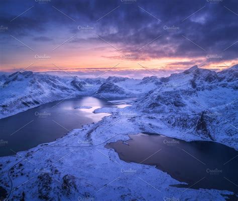 Aerial view of snowy mountains | Aerial view, Winter landscape, Snowy ...