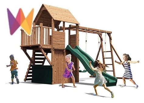 Kids Garden Playhouse Outdoor Children Slide Large Swing Set Wooden Tree House | Toys & Games ...