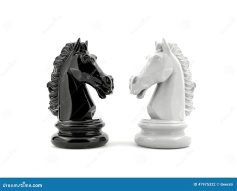 Black Knight Chess and White Knight Chess Confront Each Other Stock Photo - Image of recreation ...