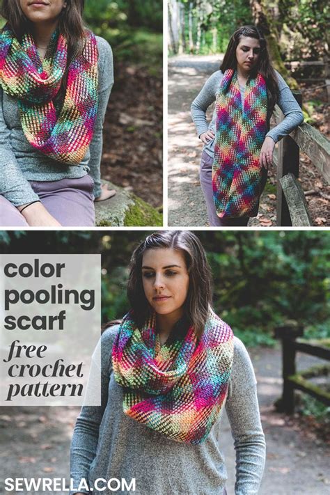 Crochet Color Pooling Scarf • Sewrella | Crochet infinity scarf, Crochet, Crochet bloggers