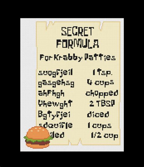 Secret Formula Spongebob PDF Cross Stitch Pattern - Etsy