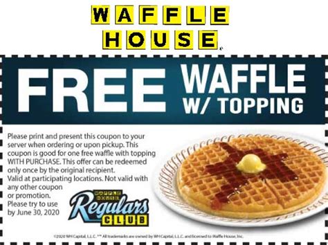 Free waffle at Waffle House restaurants #wafflehouse | The Coupons App®