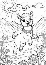 Jumping llama  Llama Coloring Pages For Adults sketch template