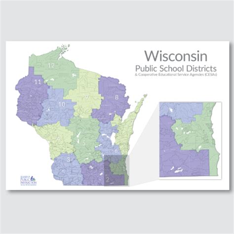 2018 Wisconsin Public School Districts and CESAs Map | DPI Publication Sales