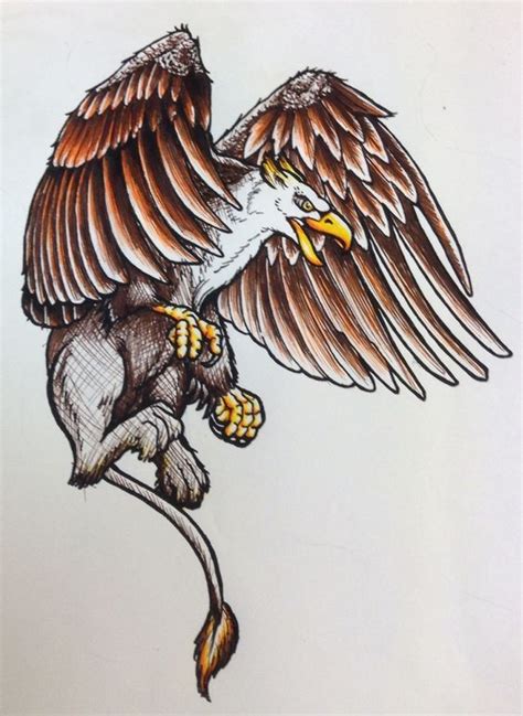 Colorful griffin attacking his prey tattoo design - Tattooimages.biz