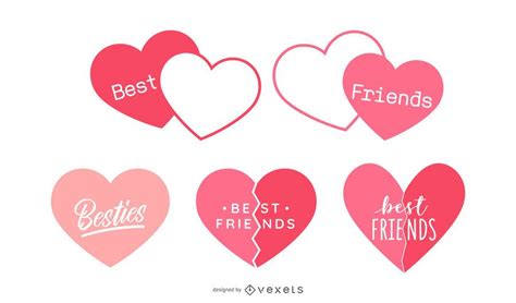 Best Friends Heart Design Set - Vector Download