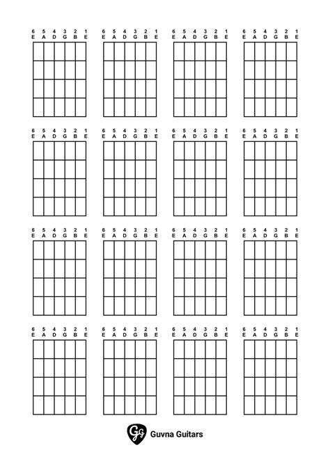 guitar chord chart blank printable - Keski