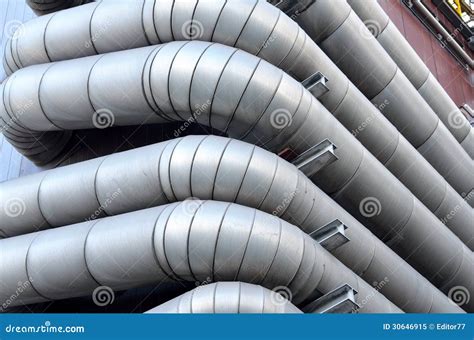 Industrial Pipes for Water Transporting Stock Image - Image of silver, distillation: 30646915