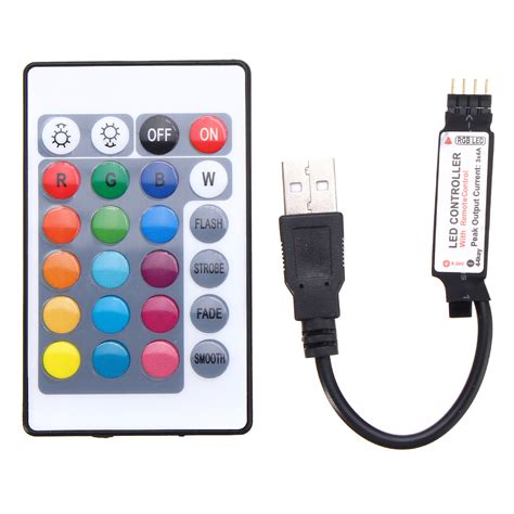 24 Keys USB LED Controller with Remote Control for DC5V 5050 RGB Strip ...