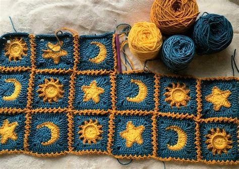 Sun and Moon Granny Square Crochet PDF PATTERN english - Etsy | Knitting, Crochet granny ...