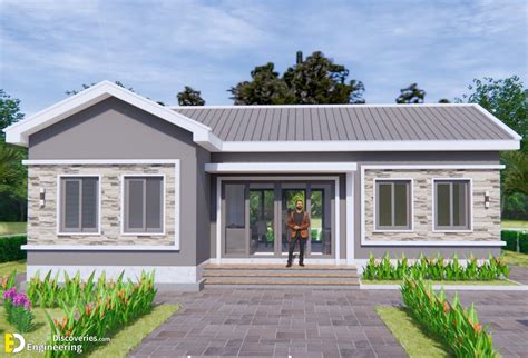 House Plans 12×8 With 3 Bedrooms Gable Roof - Engineering Discoveries