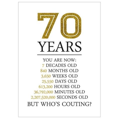 Happy 70th Birthday Card, 70th Birthday Gift for Women Men, 70 Years ...